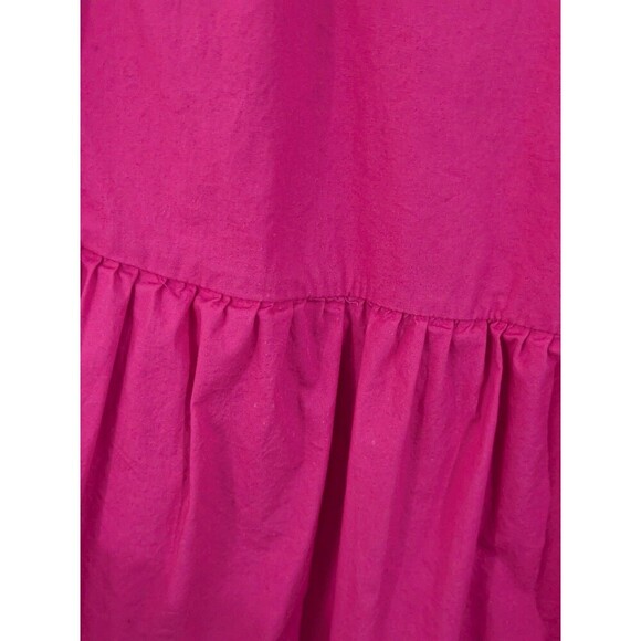 J.CREW Factory Hot Pink Shirred Tiered Sleeveless Ruffle Midi Dress Size 4 - Picture 3 of 8
